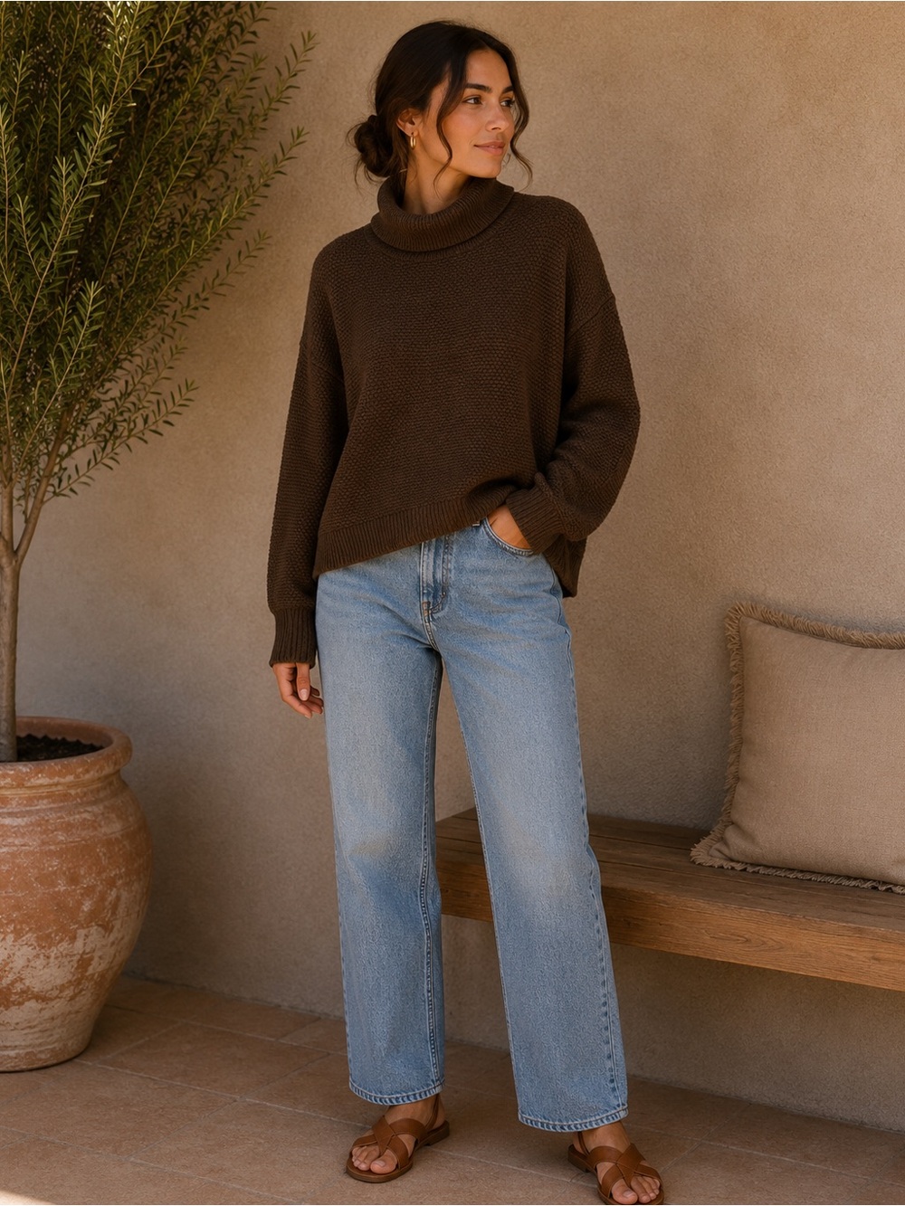 Free People Beach Brown Cotton Sweater